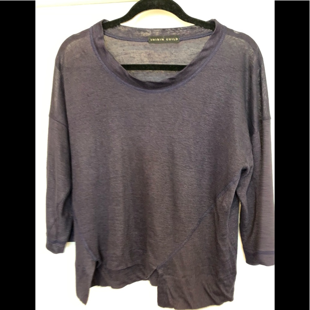 Shirin Guild linen top in navy blue.